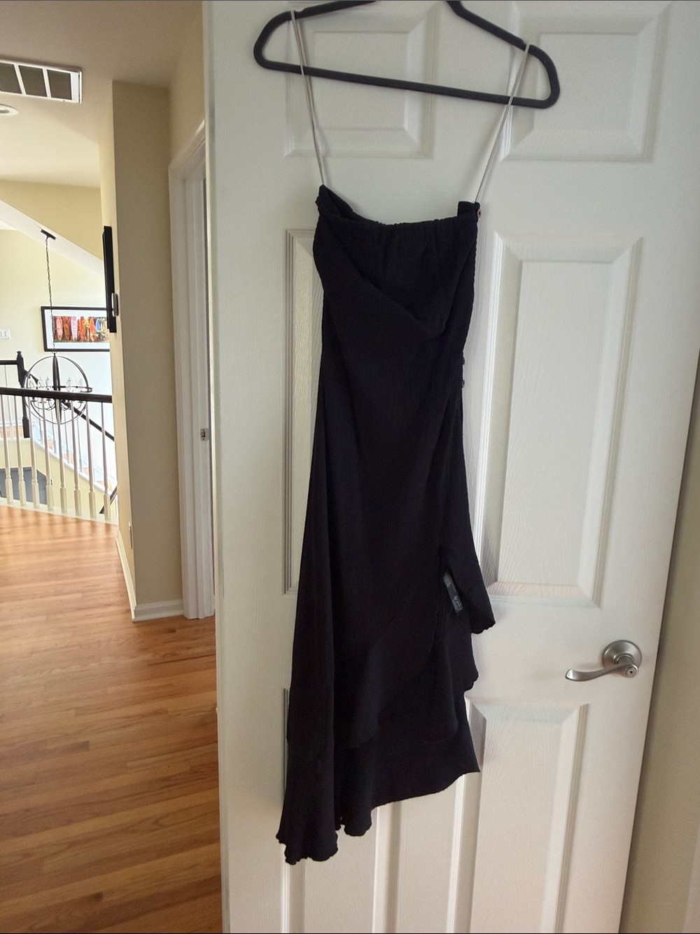 Strapless Asymmetrical Black Dress